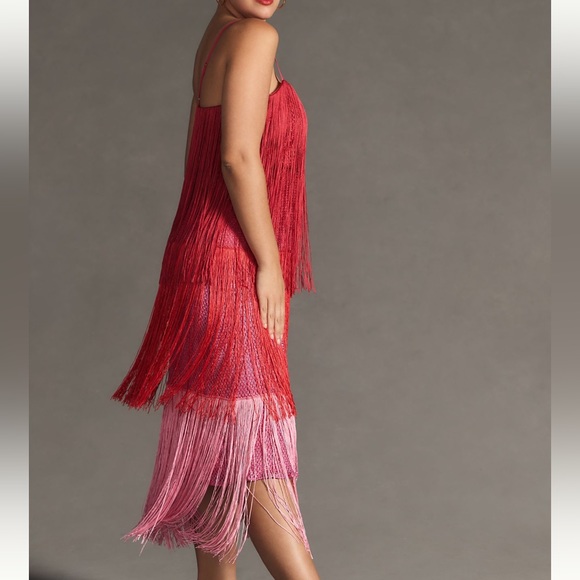 Anthropologie Let Me Be Tiered Fringe Ombré Dress - Picture 5 of 6